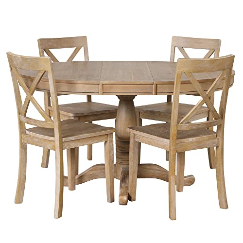 Merax 5 Pieces Dining Table Set,Retro Style Chairs with Solid Wood Legs for Kitchen Diningroom Merax