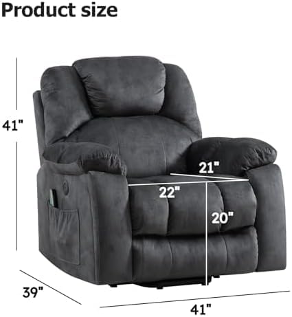 IOMOR Large Power Lift Recliner with Massage and Heat for Elderly, Electric Reclining Chair with USB Port, 2 Hidden Cup Holders, Side Pockets (1, Green Grey) IOMOR