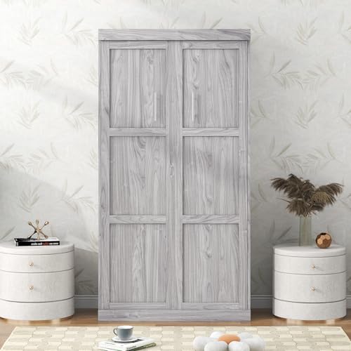 LUMISOL Twin Size Murphy Bed Frame, Solid Wood Foldable Wall Bed with Metal Frame Support, Cabinet Murphy Bed Frame, can be Folded into a Cabinet, Save Space, Gray LUMISOL