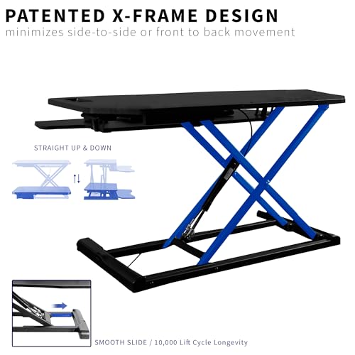 VIVO Extra Wide 38 inch Corner Desk Converter, K Series, Height Adjustable Sit to Stand Riser, Dual Monitor and Laptop Workstation with Wide Keyboard Tray, Black, DESK-V000KL VIVO