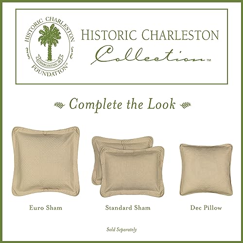 Historic Charleston King Charles Modern Farmhouse Floral Matelasse Bedspread, 100% Cotton Breathable Bedding, King/Calking, White Historic Charleston