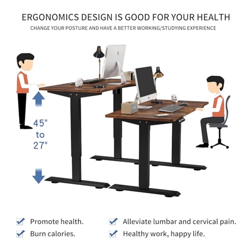 bilbil Height Adjustable Electric Standing Desk, 48 x 24 Inches Sit Stand up for Work Office Home, Ergonomic Rising Computer Table with Memory Preset with Splice Desktop (Rustic Brown) bilbil