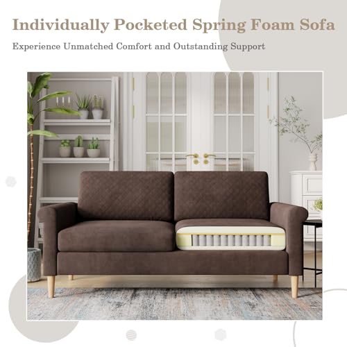Vesgantti 65" Brown Loveseat – Mid-Century Modern 2-Seater Sofa, Tool-Free Assembly, Compact & Comfy Vesgantti