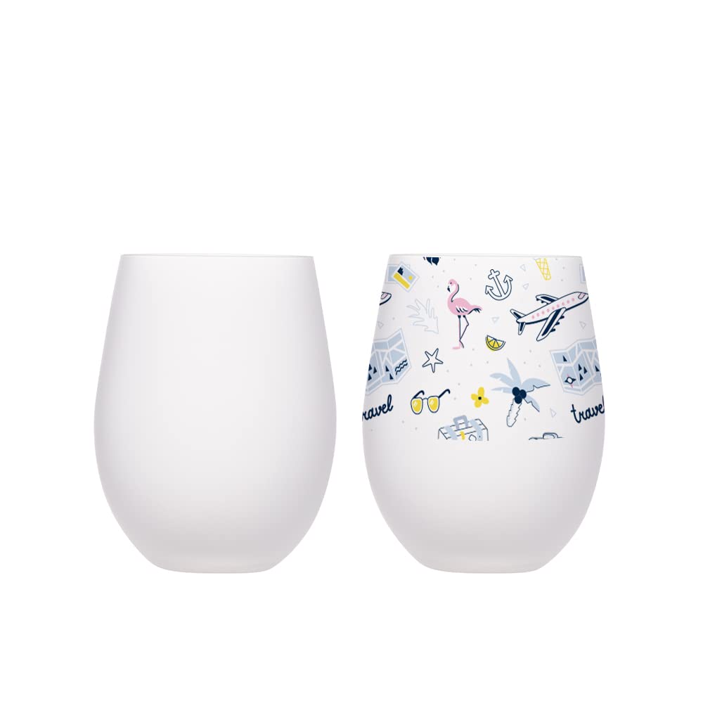 PYD Life Sublimation Blanks Wine Glasses Stemless Frosted 17 OZ Wine Tumbler Glass Cups Mugs Bulk for Sublimation Print 6 Pack PYD Life