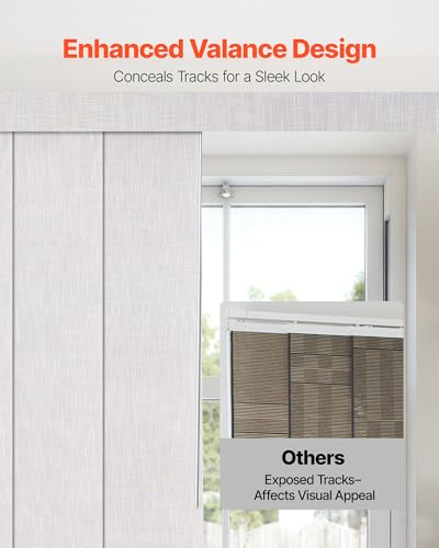 VEVOR Panel Track Blinds, Extendable Track from 45.8 in to 86 in W, Trimmable Panel Curtains Up to 96 in H, Vertical Blackout Panel Blinds for Sliding Doors, Patio Doors, Room Divider, Light Gray VEVOR