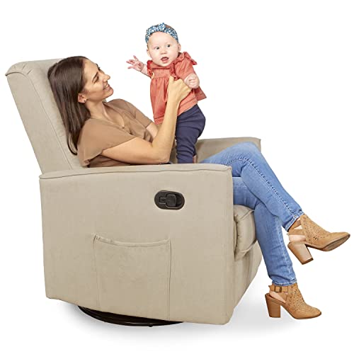 Evolur Raleigh Upholstered Plush Seating Nursery Glider 360-degree, Swivel Rocker Recliner, Multi Recline Positions, Greenguard Gold & JPMA Certified, Stain Resistant, Tool-Free Assembly, Shell Evolur