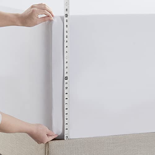 Hearth & Harbor Extra Deep Pocket Queen Fitted Sheet - Fits 18 to 24 Inch Mattress – Ultra Soft 1800 Microfiber, Wrinkle-Free & Breathable – Hotel Luxury Fitted Sheet Only, White Hearth & Harbor