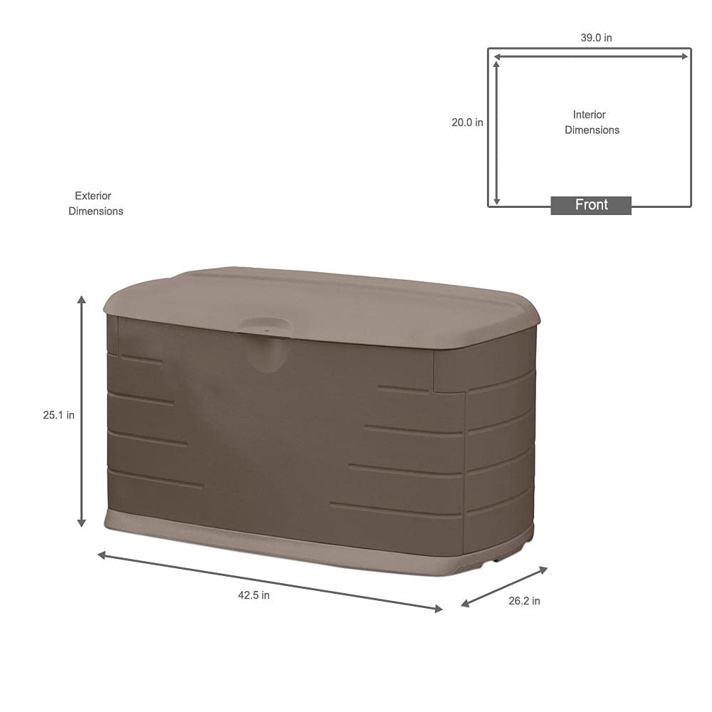 Rubbermaid Medium Resin Outdoor Storage Deck Box (73 Gal), Weather Resistant, Brown, Deck Organization for Home/Backyard/Pool Chemicals/Toys/Garden Tools/Porch/Patio Cushions Rubbermaid