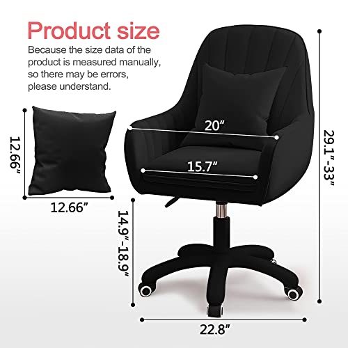 XUEGW Home Office Chair Computer Chair with Mid-Back Upholstered Modern Tufted Computer Task Chair Swivel Height Adjustable Velvet Accent Chair Suitable for Bedroom, Study XUEGW