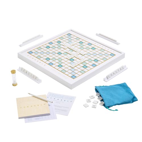 WS Game Company Scrabble Bianco Edition with Rotating Wooden Game Board WS Game Company