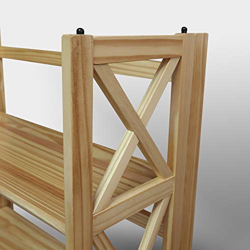 Casual Home Montego 3-Shelf Folding Bookcase, Natural , 27.5" Wide Casual Home