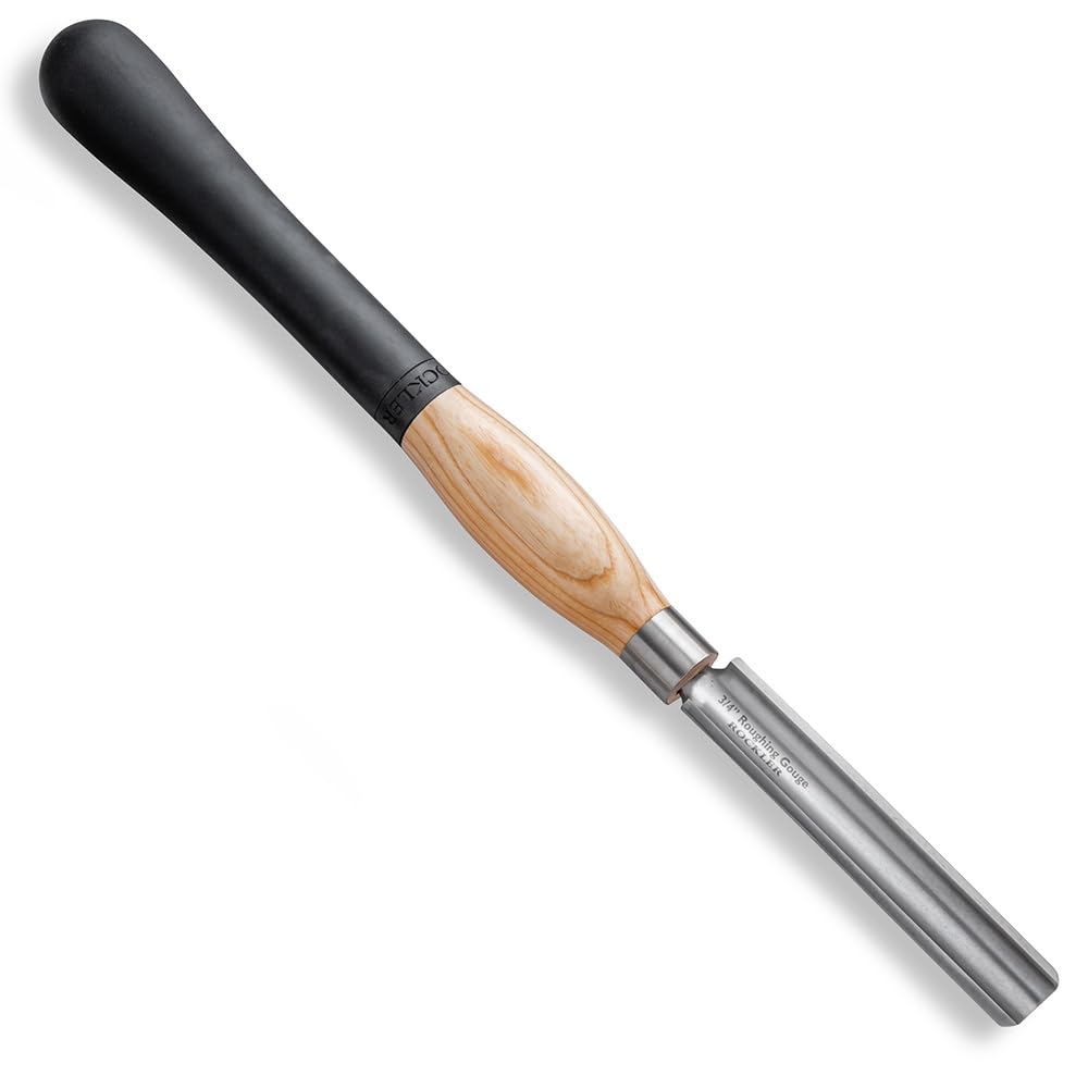 3/4” Spindle Roughing Gouge for Wood Lathe - Premium Austrian High Speed Steel Spindle Gouge w/Soft Rubber Overmolded Durable Ash Handle - Secure, Ergonomic, & Easy Grip Wood Carving Tool ROCKLER