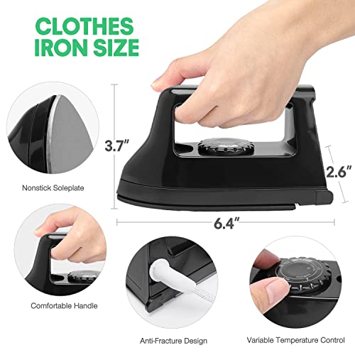 Mini Iron for Crafts Quilting, Travel Iron Household Easy Iron Supplies Mini Electric Iron, Mini Heat Press Machine Sewing Machine (Black) Generic