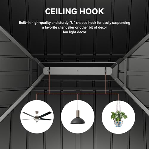 Modern Shade Grill Gazebo 6' X 8', Aluminum BBQ Gazebos with Shelves and Paper Towel Holder, Grill Canopy with Galvanized Steel Roof, Grill Gazebo with USB and USB-C charging ports for Patio Modern Shade Outdoor Living Spaces