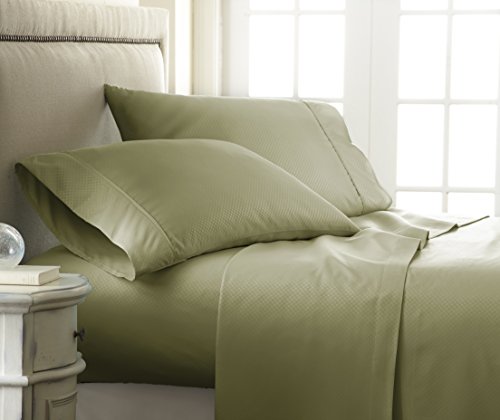 ienjoy Home 4 Piece Sheet Set Embossed Checkered Pattern King Sage Linen Market