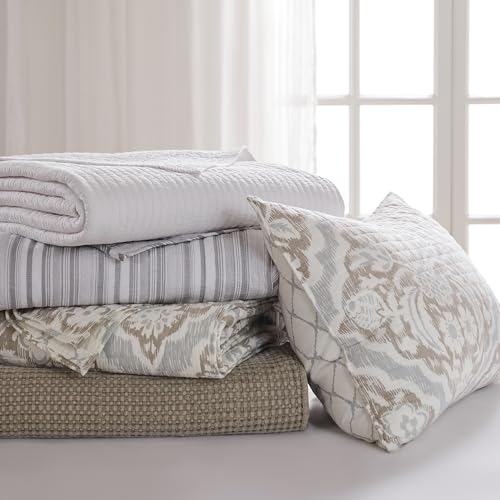 Levtex Home - Becker Taupe Quilt Set - King Quilt and Two King Shams - Ikat - Taupe, Grey and Cream - Quilt (106x92in.) and Shams (20x36in.) - Reversible - Cotton Levtex Home