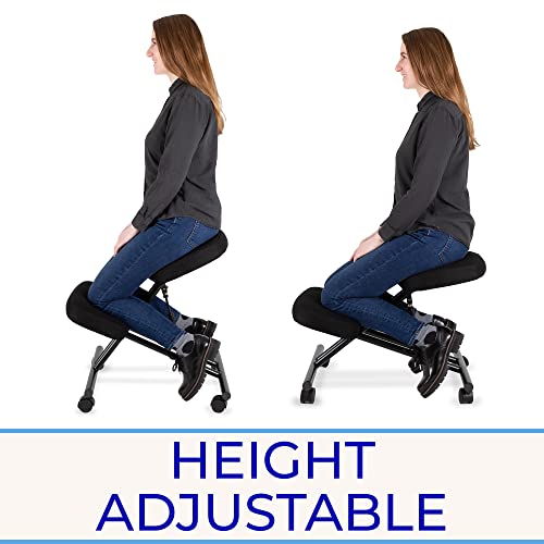 ProErgo Pneumatic Ergonomic Kneeling Chair | Fully Adjustable Mobile Office Seating | Improve Posture to Relieve Neck & Back Pain | Easy Assembly | Use in Home, Office & Classroom Stand Steady