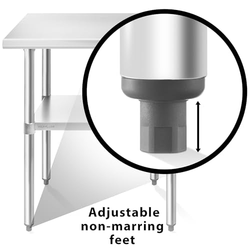 KUTLER Stainless Steel Table 30 x 48 Inches with Caster Wheels, NSF Heavy Duty Commercial Prep and Work Table with Undershelf for Restaurant, Hotel, Home KUTLER