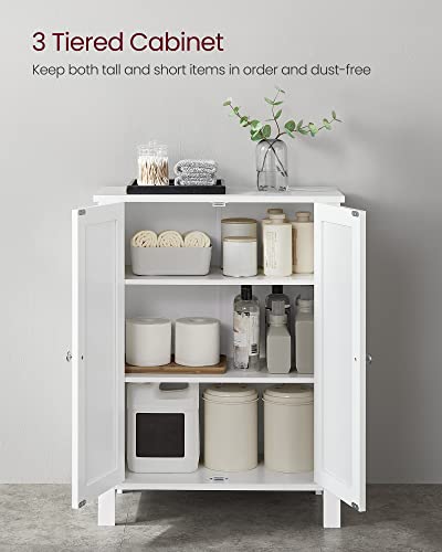VASAGLE White Bathroom Floor Storage Cabinet with 2 Adjustable Shelves VASAGLE