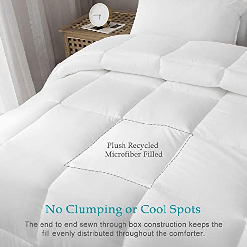 Oaken-Cat Lightweight Down Alternative Comforter Twin Size Duvet Insert- Ultra-Soft 100% Cotton Cover Breathable Microfiber Quilt, Cooling Thin Bed Comforter Insert for Warm/Hot Sleepers(68x90, White) Oaken-Cat