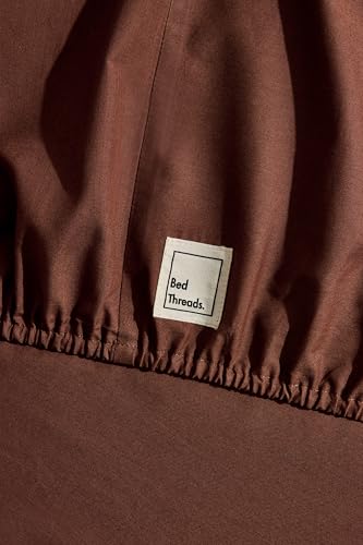 Bed Threads - Cotton Fitted Sheet - Organic Cotton Percale - 200TC - Luxury Organic Bedding - Breathable & Ultra-Crisp - Single Fitted Sheet Only - Machine Washable - Full - Espresso Bed Threads