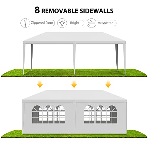 LEMY 10 X 20 Outdoor Wedding Party Tent Camping Shelter Gazebo Canopy with Removable Sidewalls Easy Set Gazebo BBQ Pavilion Canopy Cater Events LEMY