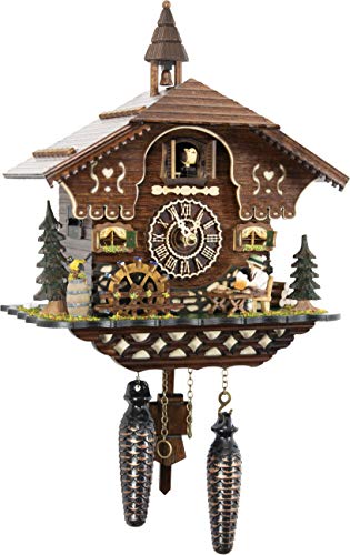 Cuckoo-Palace German Cuckoo Clock - The Brotzeit House - with Quartz Movement - 10.3 inches high - Black Forest Clock Cuckoo Palace