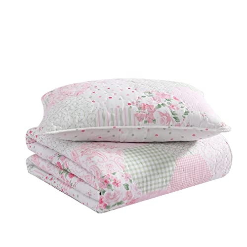 Laura Ashley Kids - Twin Quilt Set, Reversible Kids Bedding with Matching Sham(s), Ideal for Toddler Bedding Set, Ideal Girl Room Essentials, Coquette Room Decor (Ellyn Pink, Twin) Laura Ashley