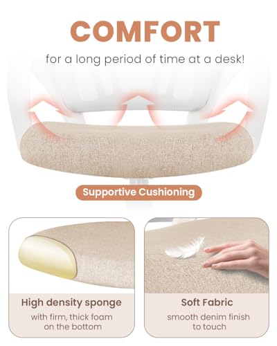 NEO CHAIR Office Desk Computer Chair Ergonomic Mesh Gaming Mid Back Seat with Comfy Lumbar Support Adjustable Height Swivel for Home Task (Beige) NEO CHAIR