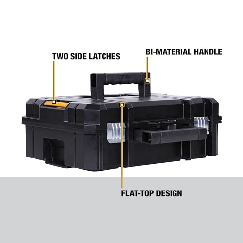 DEWALT TSTAK II Tool Box, 13 Inch, Flat Top, Holds Up To 66 lbs, Flexible Platforms for Stacking (DWST17807) DEWALT
