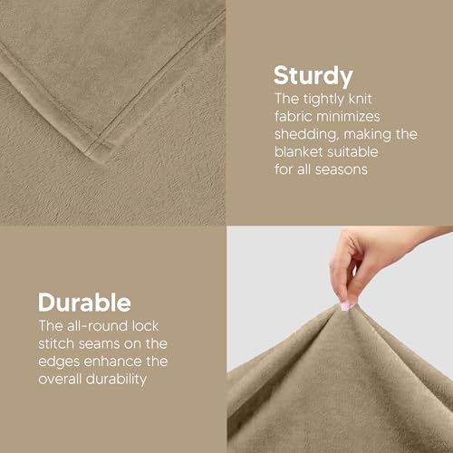 Utopia Bedding Fleece Blanket Twin Size Camel 300GSM Luxury Anti-Static Fuzzy Soft Microfiber Bed Blanket (60x80 Inch) Utopia Bedding