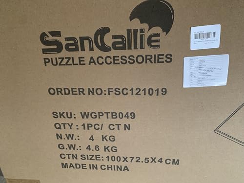 Sancallie 1500 Pieces Puzzle Board & Bracket Set/Wooden Puzzle Board Kit/Jigsaw Puzzle Plateau with 6 Sorting Trays Gray Felt Mat Cover - with Puzzle Board for Storing Jigsaw Puzzles, Grey Sancallie