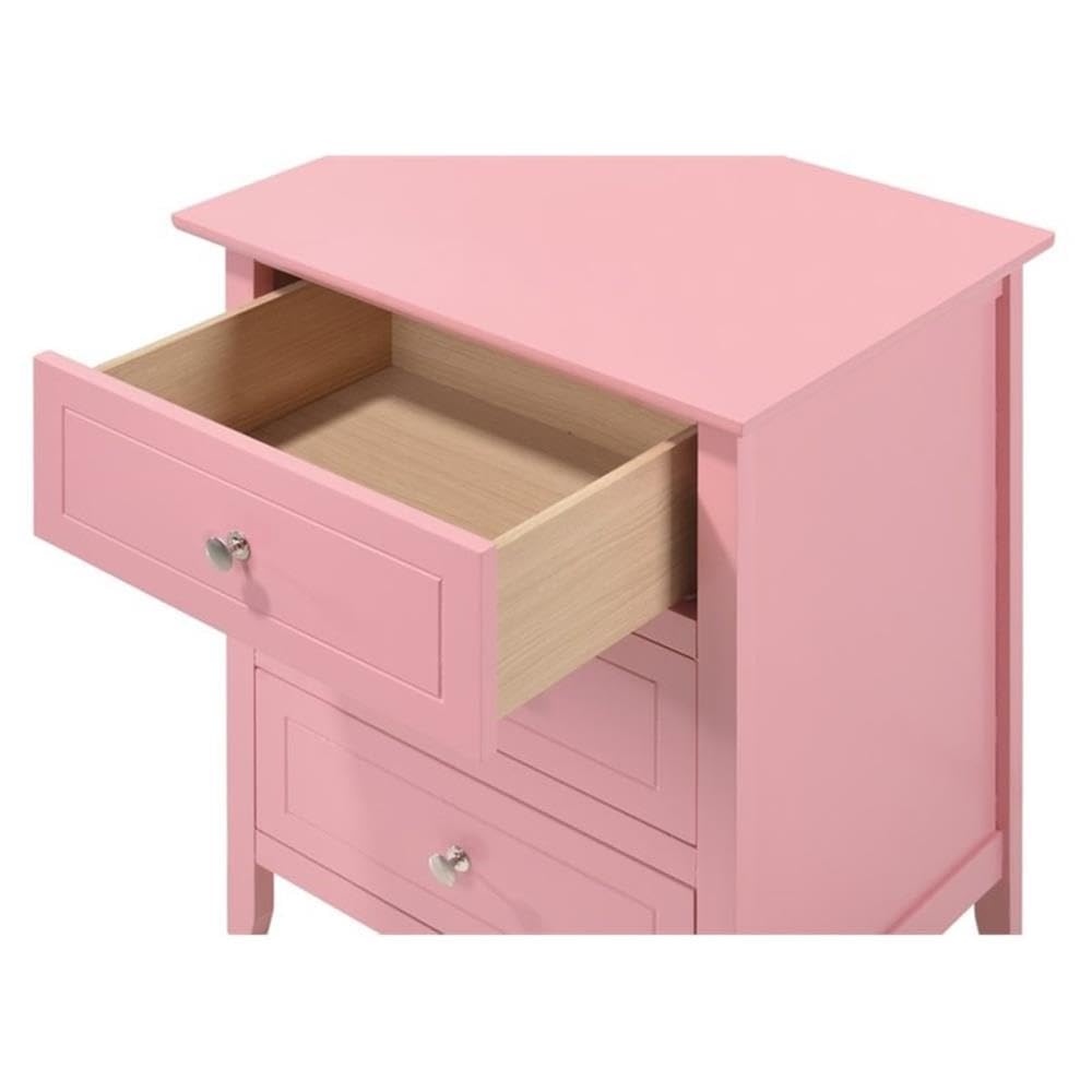 Glory Furniture Daniel 3 Drawer Nightstand in Pink Glory Furniture