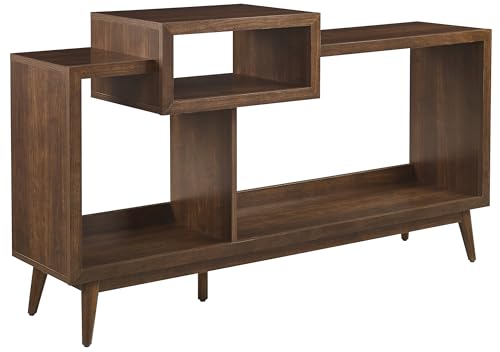 Crosley Furniture Nashville Mid Century Modern Console Record Player Stand, Stores Up to 280 Vinyl Records, Large, Brown Crosley Furniture