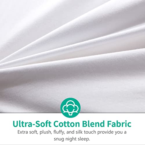 APSMILE Luxury All Season Down Feather Fibers Comforter Full/Queen Size Duvet Insert - 100% Organic Cotton, High Fill Power Medium Warmth, (Ivory White, 90X90) APSMILE