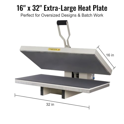 16x32 Large Format Manual Heat Press Machine 110V 2600W, Heavy-Duty Professional High Pressure Heat Transfer for T-Shirts Mouse Pads License Plates, Sublimation, Htv, and More (Grey) Impels