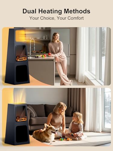 Uthfy 47IN Electric Fireplace Heater for Indoor Use, Fake Corner Electric Fireplace with 2 Modes,3D Flame Effect, Overheat Protection, Large Room Space Heater for Bedroom, Livingroom, Office, Garage Uthfy