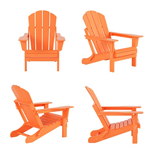 WestinTrends Outdoor Adirondack Chair, Plastic Fire Pit Chair, Weather Resistant Folding Patio Lawn Chair for Outside Deck Garden Backyard Balcony, Orange WestinTrends