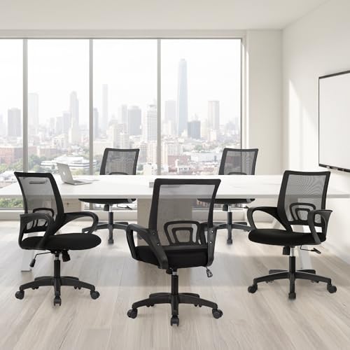 ETONEX Office Chair with Ergonomic Mid Back Cushion Lumbar Support Adjustable Swivel Rolling Computer Gaming Desk Chair Comfy Mesh Seat Wheels Home Executive Use (1, All Black) ETONEX