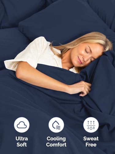 Extra Deep Twin XL Sheet Set - 4 Piece Breathable and Cooling Sheets - Hotel Luxury Bedding for Women, Men, Kids & Teens - Easy & Secure Fit - Soft and Wrinkle Free - Extra Deep Pockets - Navy Blue CGK Unlimited