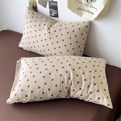Jolusere Light Khaki Duvet Cover Full Chocolate Brown Love Heart Bedding Set for Girls Boys Simple Fashion Love Heart Shaped Pattern Comforter Cover Reversible Soft Microfiber 3Pcs Zipper Closure Jolusere