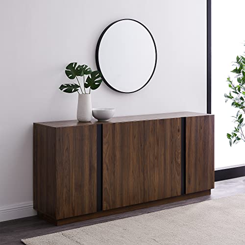 Walker Edison Liss Contemporary 4-Door Minimalist Sideboard, 70 Inch, Dark Walnut Walker Edison