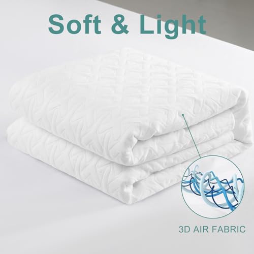MERITLIFE Premium Waterproof Twin XL Size Mattress Protector Noiseless College Dorm Room Bed 4D Mattress Cover Extra Long Single Cooling Breathable Soft Washable (White,Twin XL 39"x80") MERITLIFE