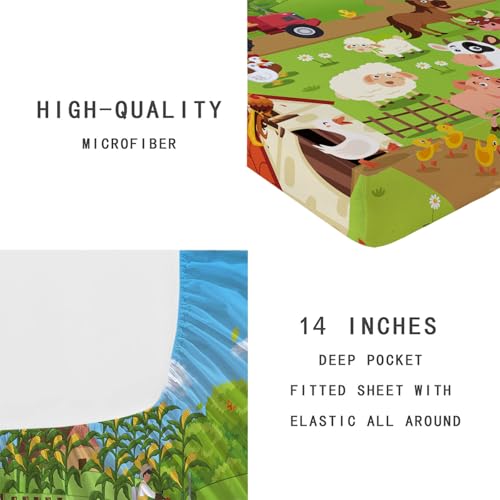 Yasida Farm Animal Cow Full Size Fitted Sheets for Full Sheets Set Girls and Boys Full Bedding Sets Harvest Sheets Goats Chickens Farm Animals Bedding Sheet Soft Microfiber(1*Sheet+2*Pillowcase) Yasida