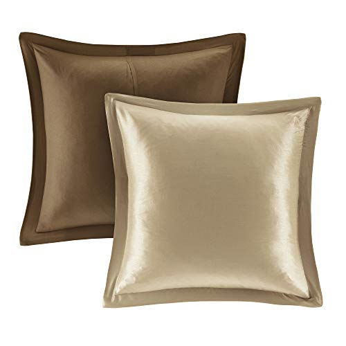 Madison Park Essentials Brystol 24 Piece Room in a Bag Faux Silk Comforter Jacquard Paisley Design Matching Curtains Down Alternative Hypoallergenic All Season Bedding-Set, Queen(90"x90"), Brown Madison Park