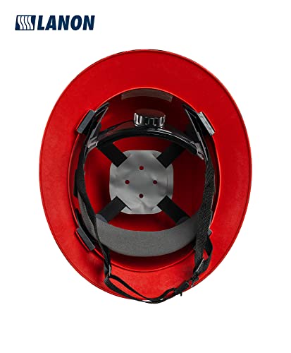 LANON Full Brim Hard Hat, OSHA Construction Work Approved, Premium Charcoal Gray Design, FRP Safety Helmet with 4 Point Adjustable Ratchet Suspension, Class C LANON Protection