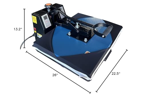 Fancierstudio Heat Press 16x20 Lower Platen Pull Out Slide Out 5.5" Sublimation Rhinestone Heat Press FS16x20BPP Blue Black Fancierstudio