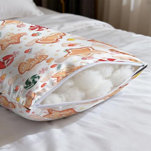Pillow Protectors Silk Bedding Satin Pillowcases Single Pillow Case with New Year Sweets On A White Background Perfect for Room Decor Aesthetic Cute Bedroom Decor Cute Dorm 24 × 40 inch Generic