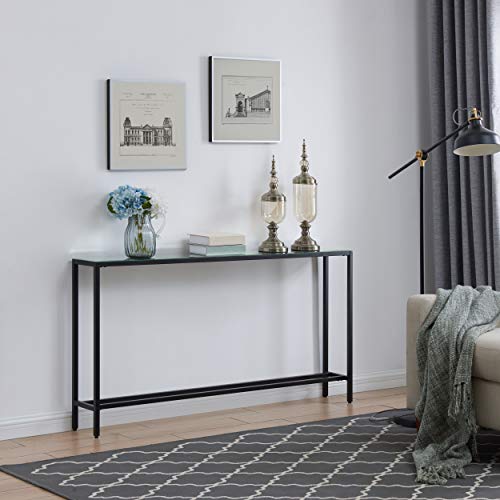 SEI Furniture Darrin Narrow Mirrored Top Console Table, 56", Black SEI Furniture