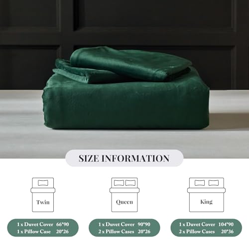 WARMDERN Emerald Green Flannel Velvet Duvet Cover King Size Duvet Cover Bedding Sets, 3pcs Ultra Soft Luxury Textured Modern Crystal Velvet Duvet Covers with Zipper Closure(Emerald Green, King) WARMDERN